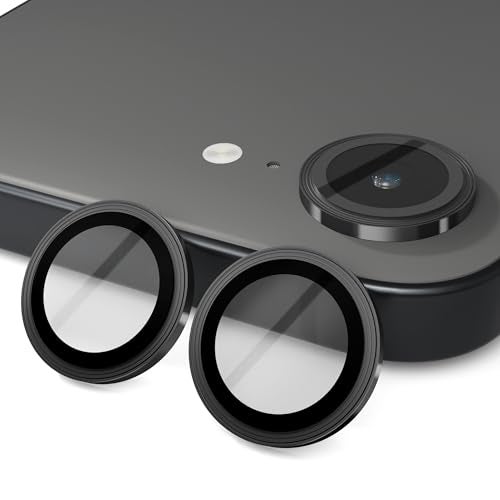 Orzero (3 Pack) Camera Lens Protector for iPhone 17e / iPhone 16e, [EZ Install] [Case-Friendly] 9H Tempered Glass CD Pattern Lens Cover, Military-Grade Shockproof, HD Clarity Anti-Glare - Black - Image 1
