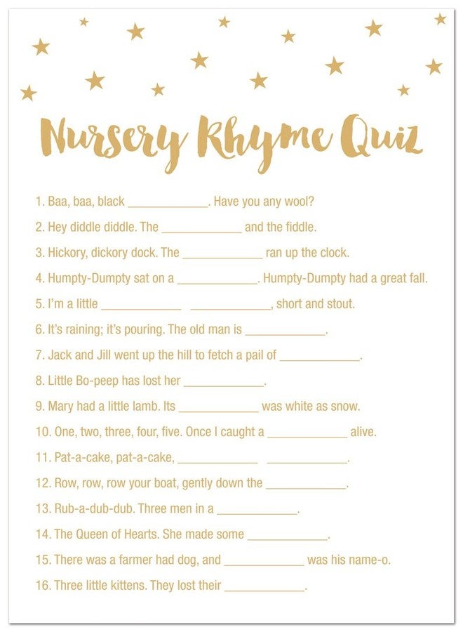 MyExpression.com 24 Cnt Gold Stars Baby Shower Nursery Rhymes Quiz - Image 1