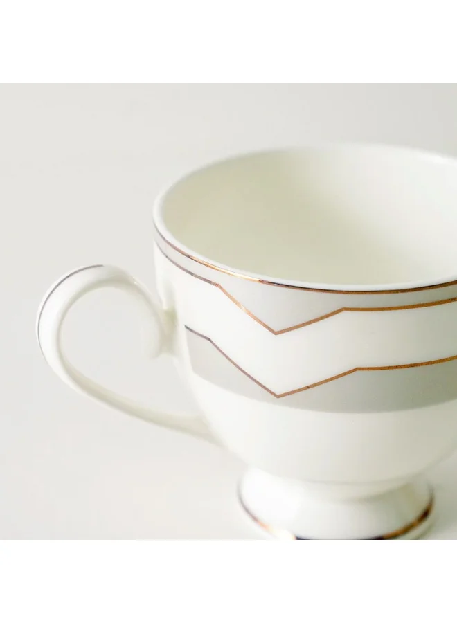 DANUBE HOME Danube Home Lincoln Fine Bone China Tea Cup And Saucer 220Ml Elegant And Durable Perfect For Tea Or Coffee Stylish Design For Formal Or Everyday Use Ideal For Gifting Or Dining