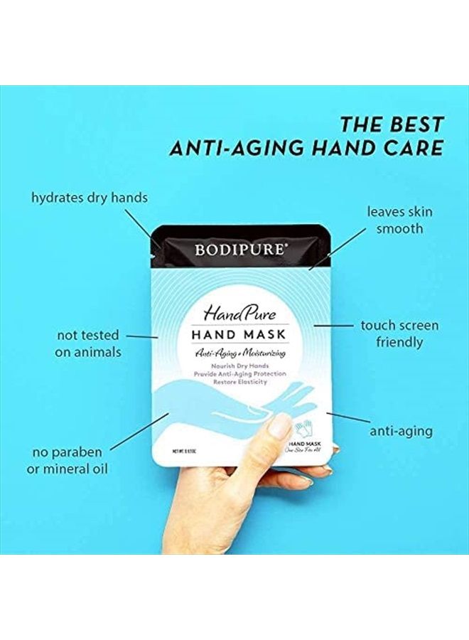 Bodipure HandPure Hand Mask - Intensive Repairing Treatment for Dry Cracked Hands - Anti-aging Moisturizing Gloves - Repairs Rough and Extra Dry Hands, For Women and Men - 12 Pack - Image 4