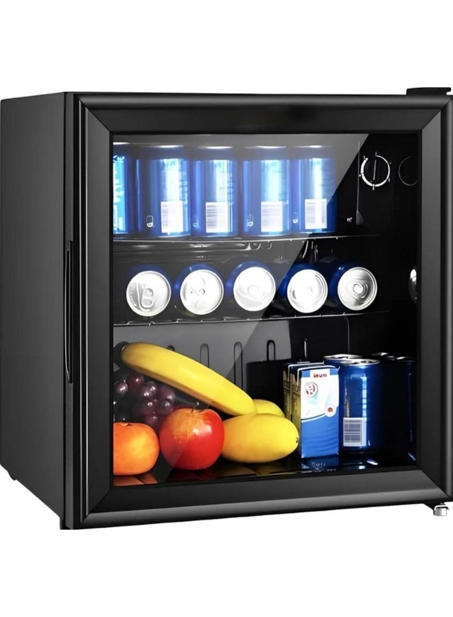 50L Beverage Fridge Mini Cooler with Glass Door, 55W Quiet Compact Drinks Refrigerator Black