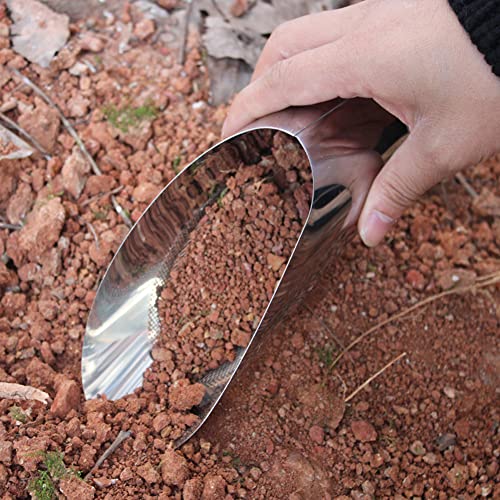 lasenersm 1 Piece Garden Shovel Sifter Stainless Steel Plant Soil Shovel Sieve Bucket Scoop Beach Sand Shovel Spade Sifter Bonsai Soil Scoop Garden Sieve Strainer Sand Sieve Sifter(Silver, S) - Image 3