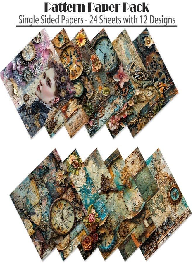 YASMEN Scrapbook Paper 6X6, Card Making Supplies, Single-Sided Cardstock Paper Pads, Decorative Craft Paper, Vintage Patterned Paper Pack, Decopodge Papers, Scrapbooking junk journal Supplies-24 Sheets - Image 3