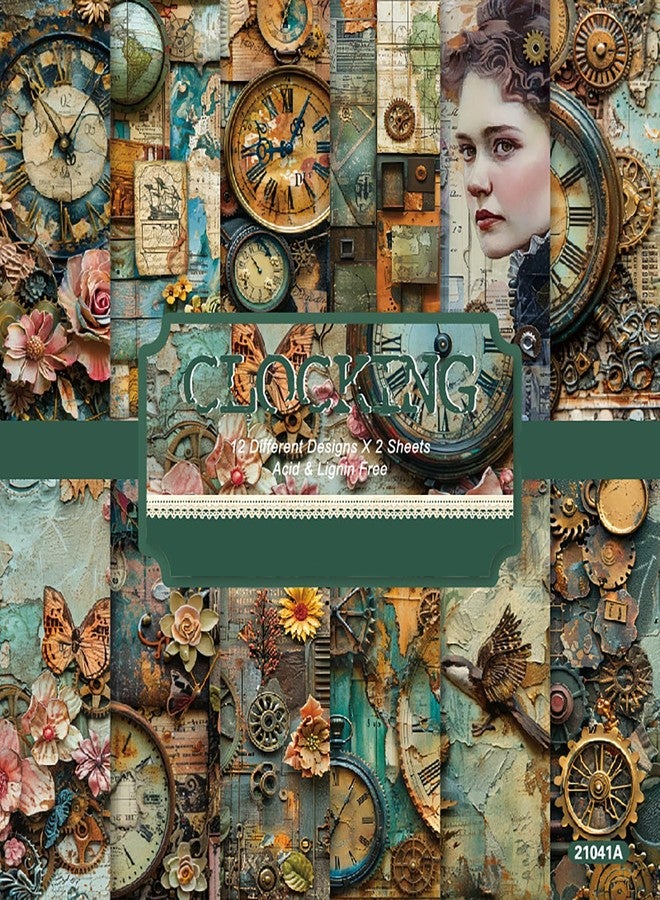 YASMEN Scrapbook Paper 6X6, Card Making Supplies, Single-Sided Cardstock Paper Pads, Decorative Craft Paper, Vintage Patterned Paper Pack, Decopodge Papers, Scrapbooking junk journal Supplies-24 Sheets - Image 1