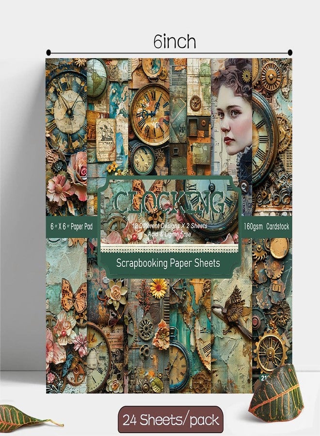 YASMEN Scrapbook Paper 6X6, Card Making Supplies, Single-Sided Cardstock Paper Pads, Decorative Craft Paper, Vintage Patterned Paper Pack, Decopodge Papers, Scrapbooking junk journal Supplies-24 Sheets - Image 2