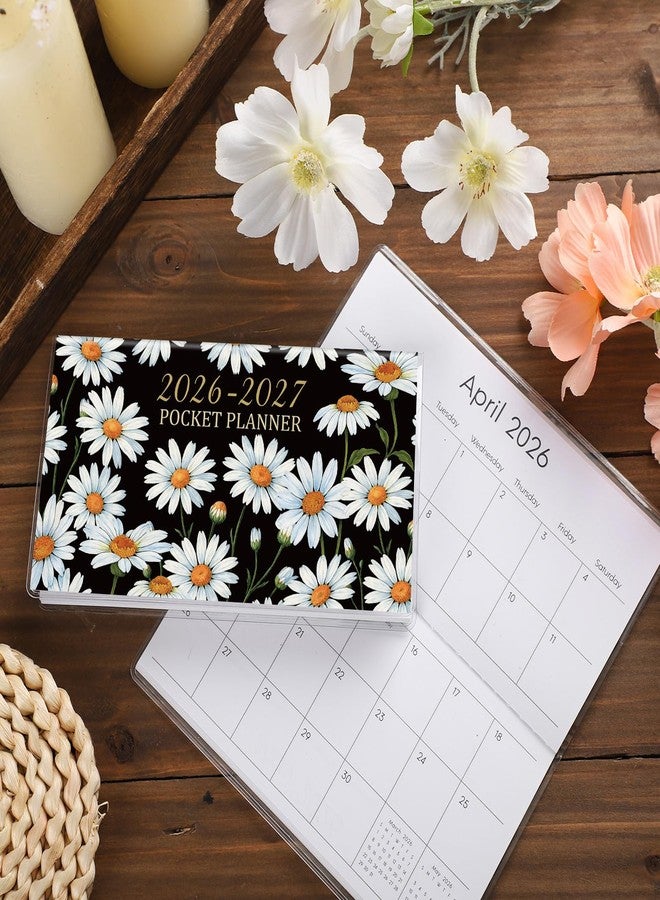 ReliThick 7" x 6.5" 2026-2027 Pocket Calendar for Purse Small Monthly Planner Notebook PVC Cover Pocket Calendar Notepads Appreciation Present Gift for Women Mom Friends Teacher(White Daisy) - Image 5