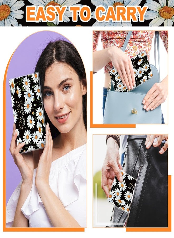 ReliThick 7" x 6.5" 2026-2027 Pocket Calendar for Purse Small Monthly Planner Notebook PVC Cover Pocket Calendar Notepads Appreciation Present Gift for Women Mom Friends Teacher(White Daisy) - Image 3