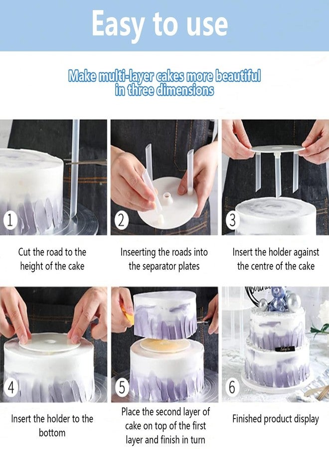 JIELUO 5 Pieces Cake Separator Plates Stands, Cake Base with 15 Pieces Plastic Cake Dowels Rods, Reusable for Tiered Stacked Cakes, for Wedding Birthday Party Festival. - Image 5