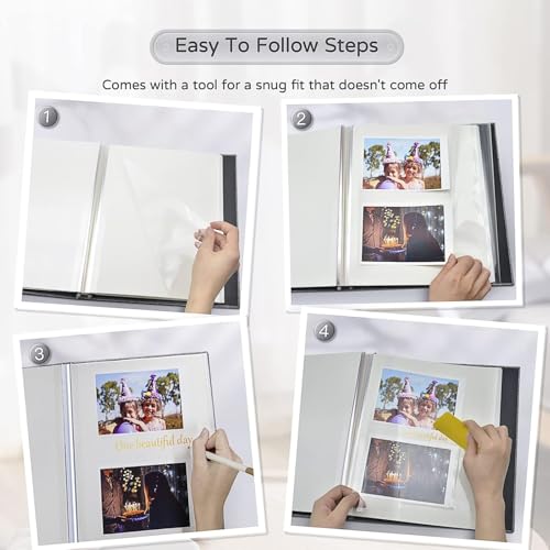 ATIRAMANIYA® Photo Album Scrapbook for 4x6 5x7 8x10 Photos, Self Adhesive, Linen Hardcover, Acid-Free Pages, Birthday Gift for Mom, Baby, Wedding, Anniversary (Grey) - Image 5