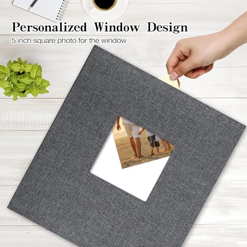 ATIRAMANIYA® Photo Album Scrapbook for 4x6 5x7 8x10 Photos, Self Adhesive, Linen Hardcover, Acid-Free Pages, Birthday Gift for Mom, Baby, Wedding, Anniversary (Grey) - Image 2