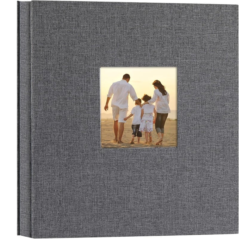 ATIRAMANIYA® Photo Album Scrapbook for 4x6 5x7 8x10 Photos, Self Adhesive, Linen Hardcover, Acid-Free Pages, Birthday Gift for Mom, Baby, Wedding, Anniversary (Grey) - Image 1