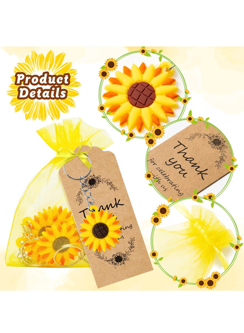 KASTWAVE 30 مجموعة من هدايا حفلة عباد الشمس، تشمل سلاسل مفاتيح، أكياس أورغنزا، بطاقات كرافت، جوائز مدرسية، عباد الشمس، مناسبة لاحتياجات الحفلات، حفلة عيد ميلاد صيفية، زفاف، هدايا لحفلة استحمام الأطفال - Image 2