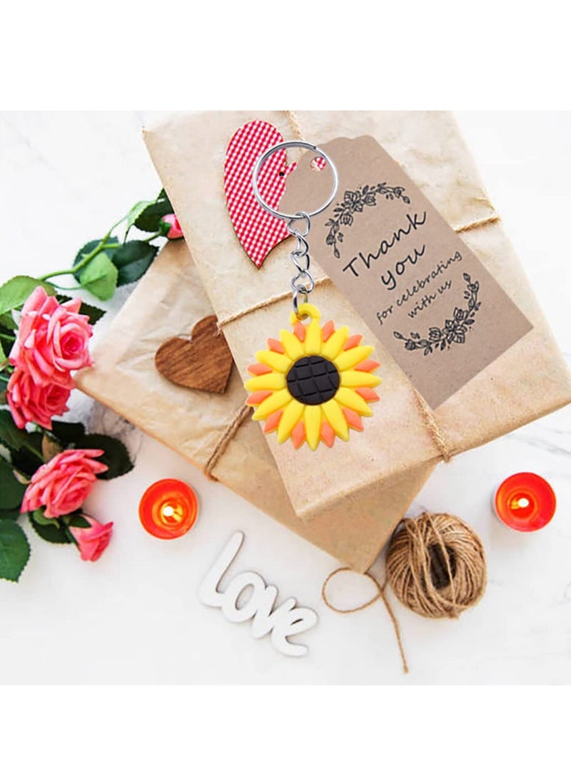 KASTWAVE 30 مجموعة من هدايا حفلة عباد الشمس، تشمل سلاسل مفاتيح، أكياس أورغنزا، بطاقات كرافت، جوائز مدرسية، عباد الشمس، مناسبة لاحتياجات الحفلات، حفلة عيد ميلاد صيفية، زفاف، هدايا لحفلة استحمام الأطفال - Image 5