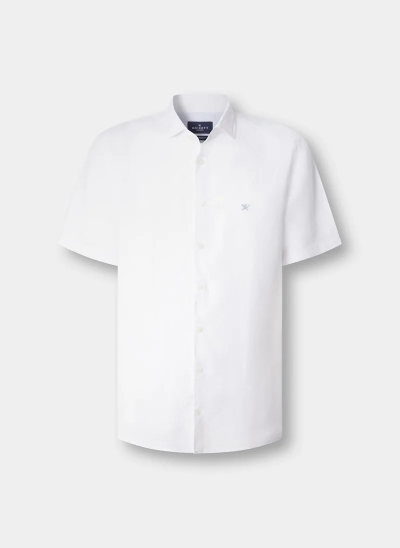 Hackett Tailored Fit Short Sleeve Linen Shirt
