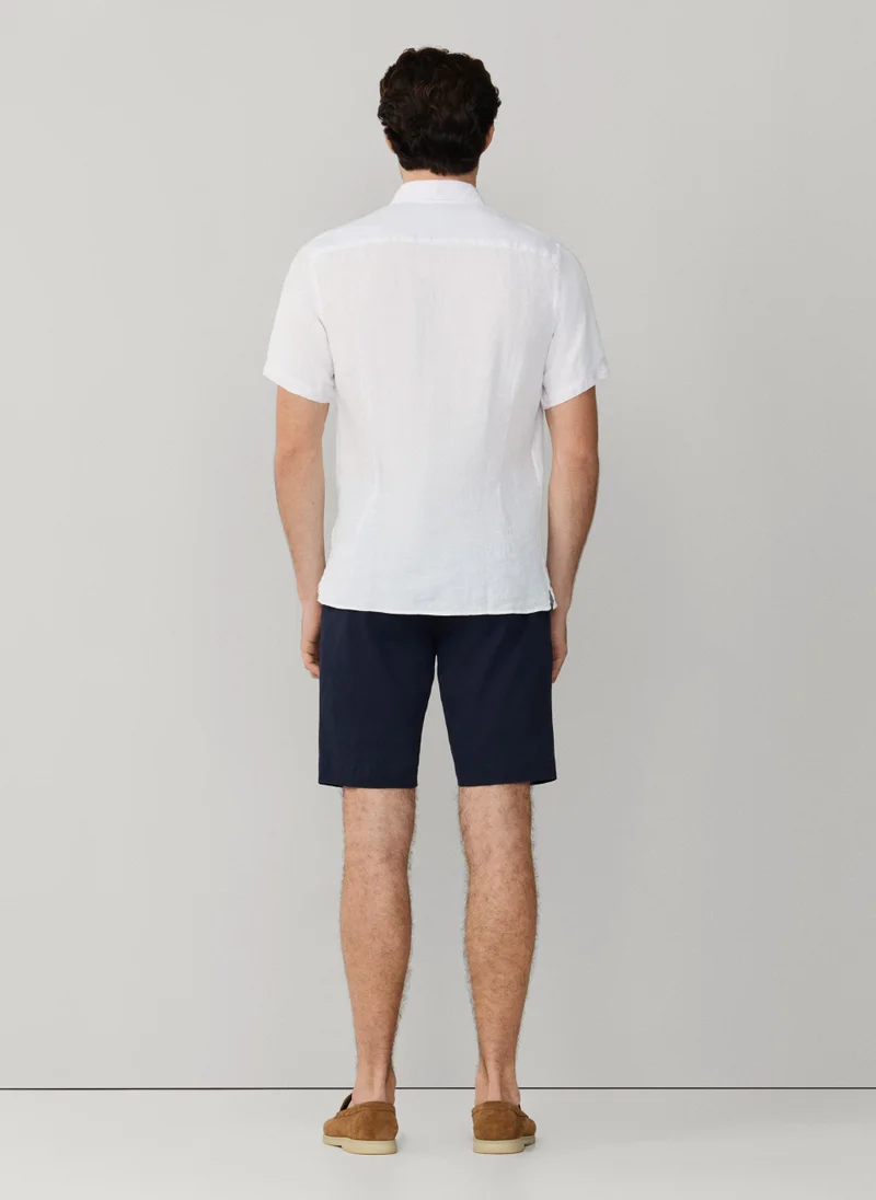 Hackett  Tailored Fit Short Sleeve Linen Shirt for Men | Best Price UAE