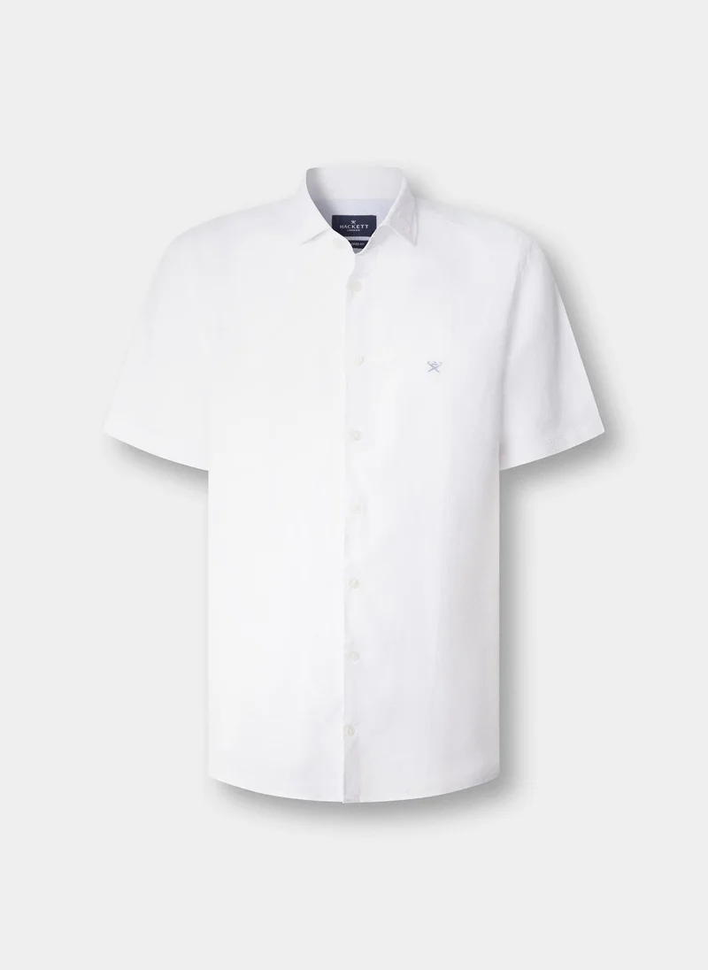 هاكيت Tailored Fit Short Sleeve Linen Shirt