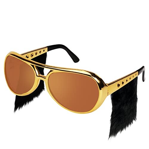 Recheel 50's 60's Glasses – 6 Pairs 50's Rockstar Aviator Sunglasses with Sideburns, Funny Party Costume for Celebrity - Image 2
