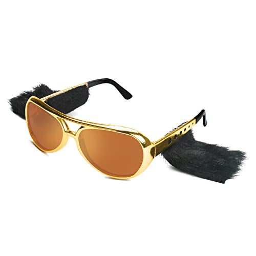 Recheel 50's 60's Glasses – 6 Pairs 50's Rockstar Aviator Sunglasses with Sideburns, Funny Party Costume for Celebrity - Image 3