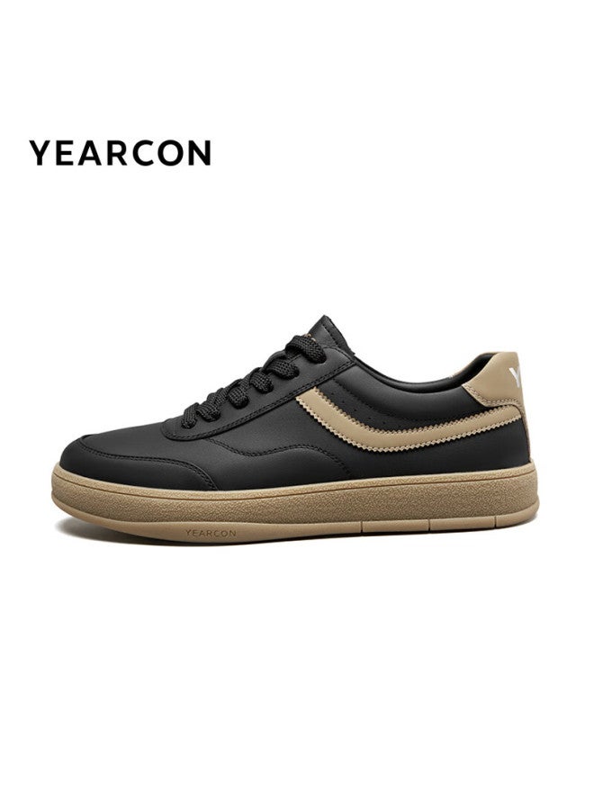 YEARCON Eierkang Men's Casual Fashion Derby Shoes Retro Low-top White Sneakers 96415w Black Size 40 - Image 3