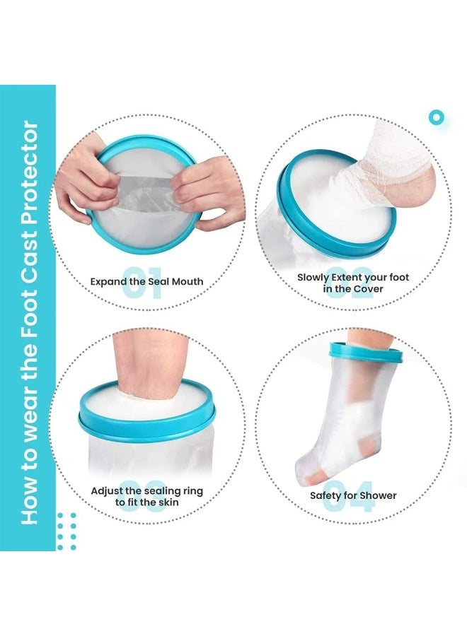 Waterproof Cast Covers for Shower Adult and Child, Watertight Cast Protector for Arm Hand Wrist Finger Leg Knee Foot Ankle Thigh Elbow, Reusable Elastic Cast Bag for Bandage (Adult Knee two-way) - Image 3