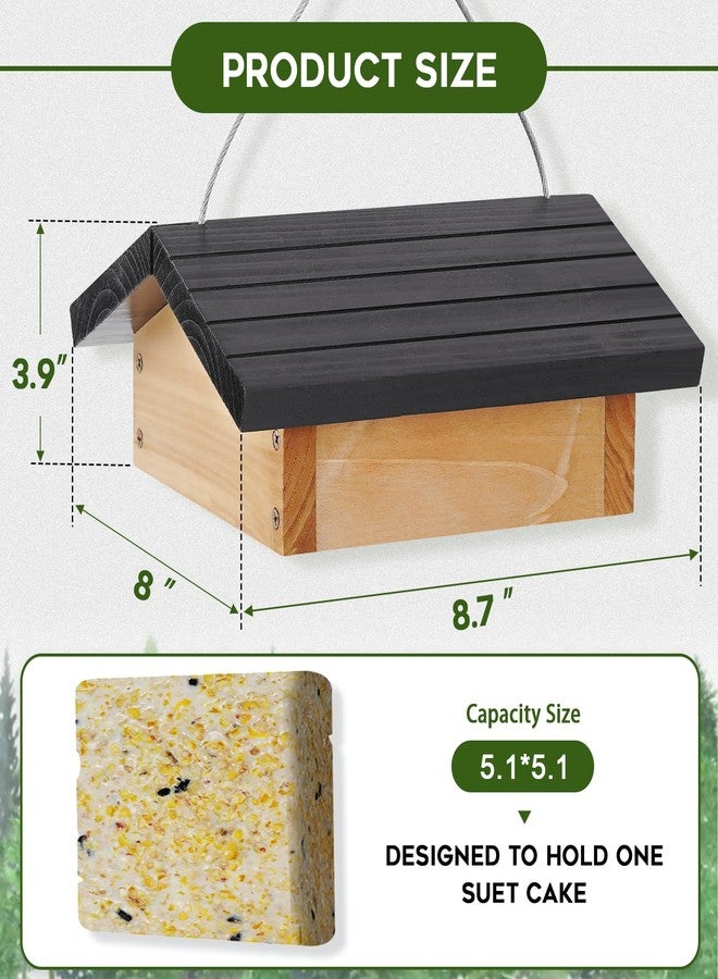 Gbekery Upside-Down Suet Feeder Squirrel Proof with Durable Cedar Wood,Winter Bird Feeders for Outdoors Hanging, Attracts Woodpeckers, Nuthatches, and Chickadees, Easy to Refill - Image 2