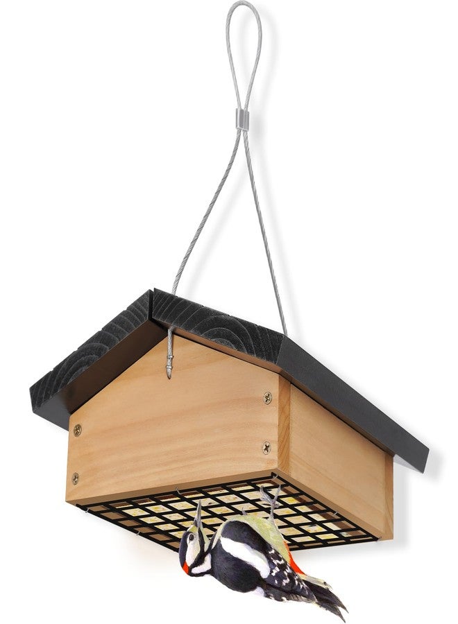 Gbekery Upside-Down Suet Feeder Squirrel Proof with Durable Cedar Wood,Winter Bird Feeders for Outdoors Hanging, Attracts Woodpeckers, Nuthatches, and Chickadees, Easy to Refill - Image 1