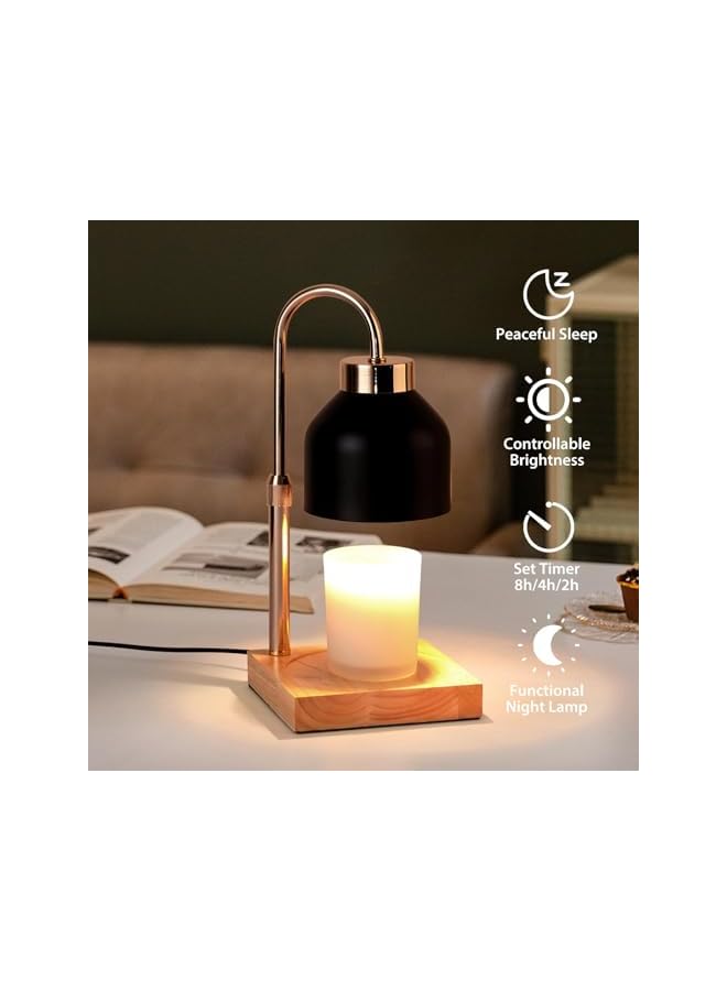 The Bros Candle Warmer Lamp with Dimmer, Adjustable Electric Candle Lamp with Dimmer & Timer, Wax Melt Warmer with 2 Bulbs, for Jar Candles Scented Candles, Candle Melting Lamp for Various Candles - Image 3