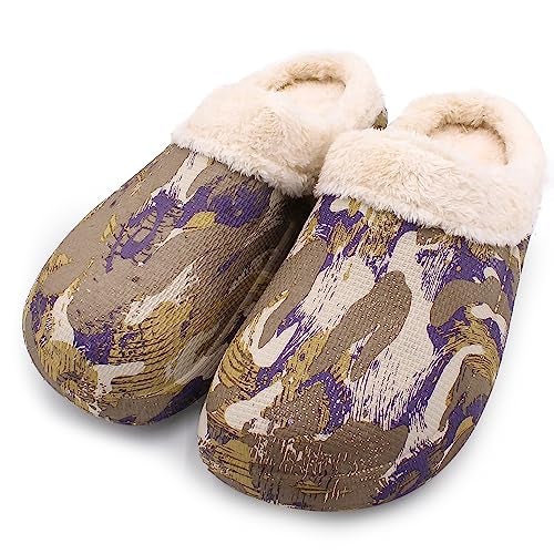 VRITRAZ Unisex Fur Design EVA Winter Lightweight and Warm Fur Slippers, Waterproof Slippers, Removable and Washable (UK-8, Brown) - Image 1