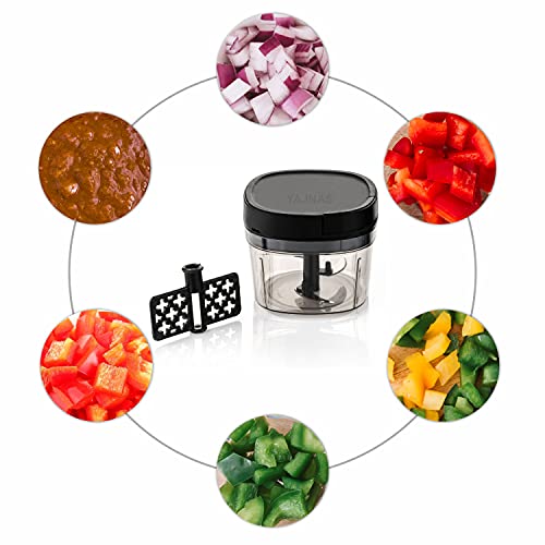YAJNAS 650 ML Manual New Handy Plastic Chopper Fruits & Vegetable Chopper/Cutter with 3 Steel Blades for Kitchen (Multicolor) - Image 3