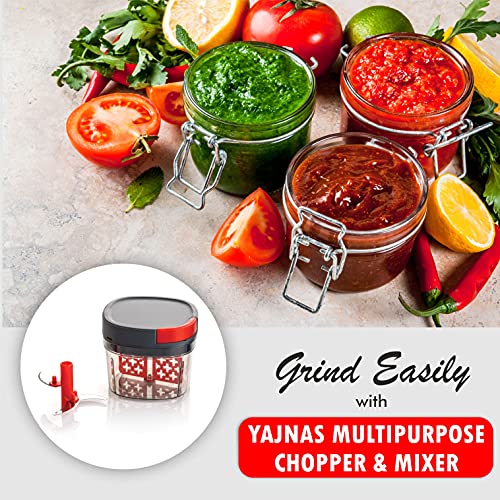 YAJNAS 650 ML Manual New Handy Plastic Chopper Fruits & Vegetable Chopper/Cutter with 3 Steel Blades for Kitchen (Multicolor) - Image 2