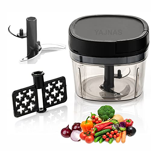 YAJNAS 650 ML Manual New Handy Plastic Chopper Fruits & Vegetable Chopper/Cutter with 3 Steel Blades for Kitchen (Multicolor) - Image 1