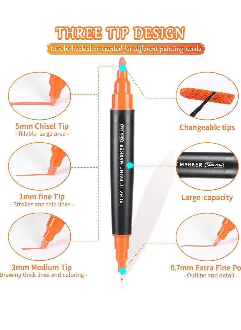 Y&D - 24 Colors Dual Tip Acrylic Paint Pens Markers, Premium for Rock Painting, Wood, Ceramic, Fabric, Canvas, Metal, Glass, Mugs, Scrapbooking Supplies, DIY Crafts Making Art Supplies - Image 1
