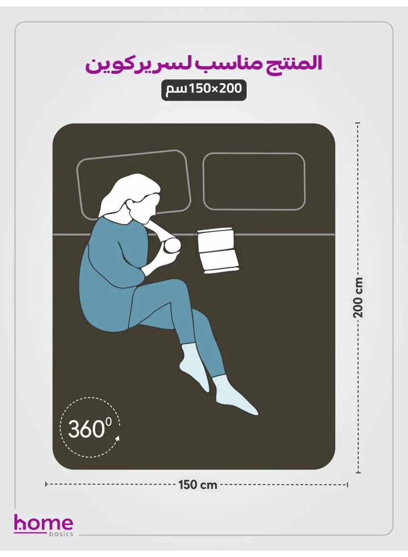 دوناتيلا طقم شرشف مطاط 3 قطع مفرد و نصف 150×200 سم 30سم فائق النعومة لون رمادي فحمي