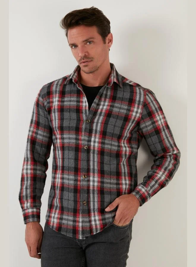Buratti  Buratti Plaid Long Sleeve Slim Fit Winter Shirt Men's SHIRT CF21W112844 for Men | Best Price UAE