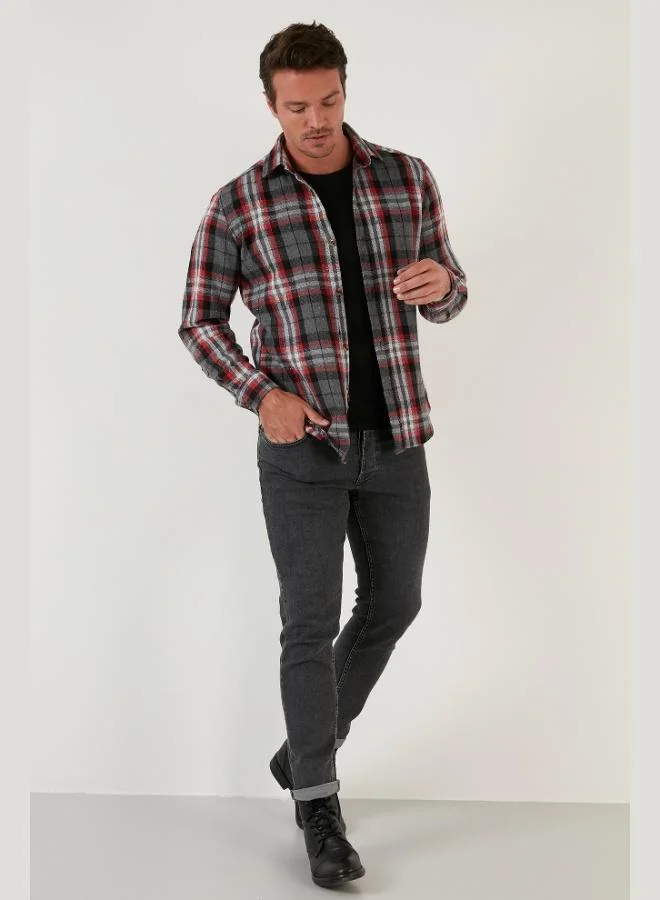 Buratti  Buratti Plaid Long Sleeve Slim Fit Winter Shirt Men's SHIRT CF21W112844 for Men | Best Price UAE