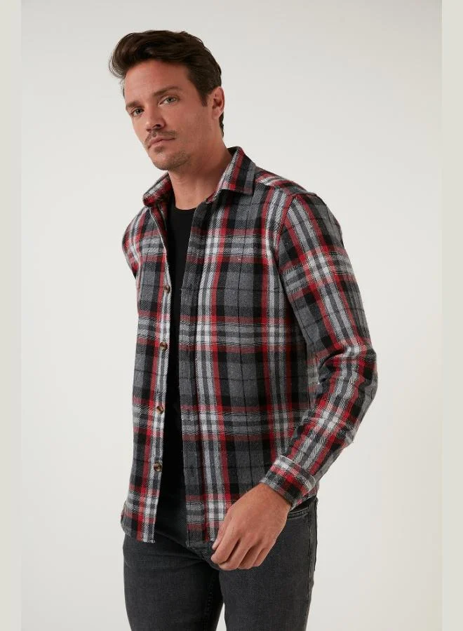 Buratti  Buratti Plaid Long Sleeve Slim Fit Winter Shirt Men's SHIRT CF21W112844 for Men | Best Price UAE