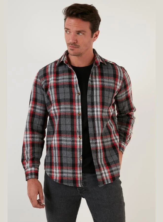 Buratti  Buratti Plaid Long Sleeve Slim Fit Winter Shirt Men's SHIRT CF21W112844 for Men | Best Price UAE