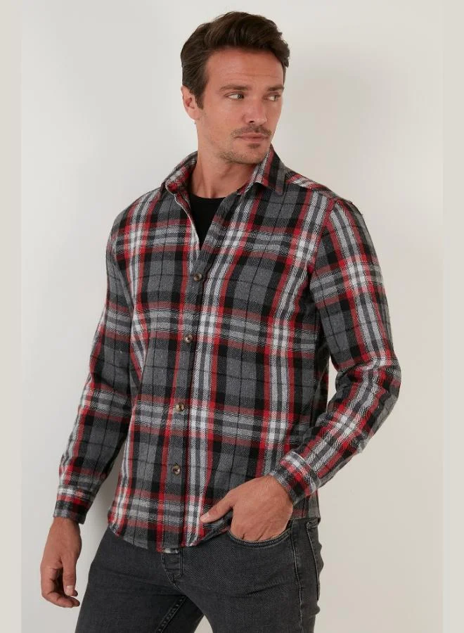 Buratti  Buratti Plaid Long Sleeve Slim Fit Winter Shirt Men's SHIRT CF21W112844 for Men | Best Price UAE