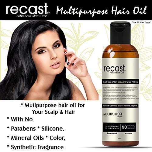 Recast Onion Black Seed Multi-Purpose Hair Oil Control Hair Fall & Dandruff NO Mineral Oil, Silicones & Synthetic Fragrance - 200 ml - Image 5