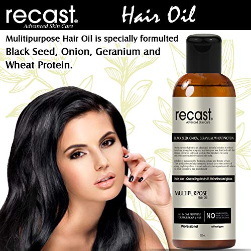 Recast Onion Black Seed Multi-Purpose Hair Oil Control Hair Fall & Dandruff NO Mineral Oil, Silicones & Synthetic Fragrance - 200 ml - Image 4