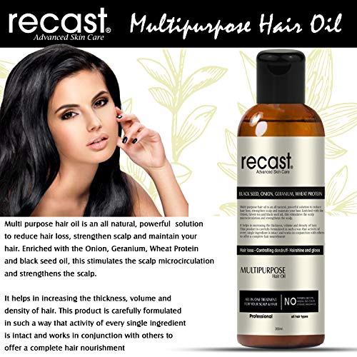 Recast Onion Black Seed Multi-Purpose Hair Oil Control Hair Fall & Dandruff NO Mineral Oil, Silicones & Synthetic Fragrance - 200 ml - Image 3