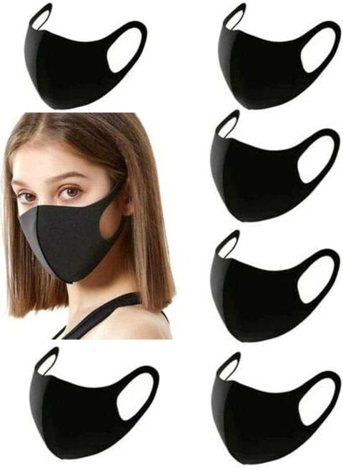 6 PCS Light Weight Unisex Adult Fashion Face Covering,Organic Cotton Face Cover Washable and Reusable - Black Colors Travel Face Mask, Mouth Protection Cloth Masks with Nose Bridge Wire - Soft Fabric for Women Men Outdoor,Reusable, Dust Proof, Washable