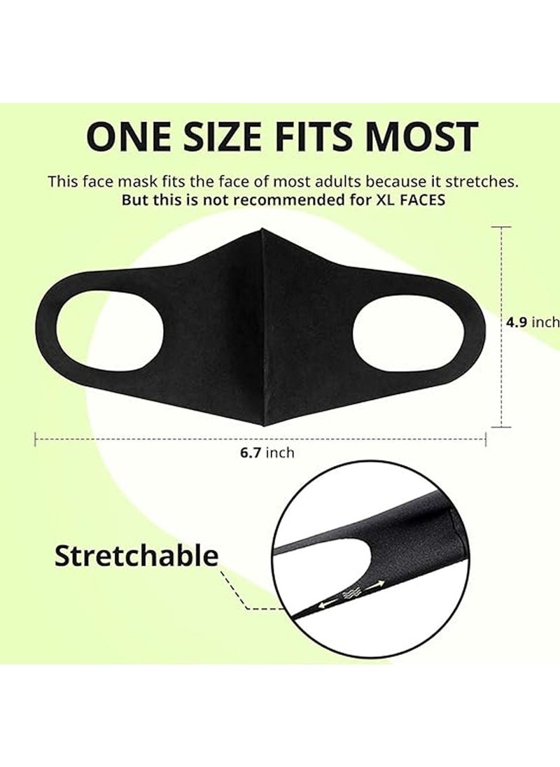 SYOSI - 6 PCS Light Weight Unisex Adult Fashion Face Covering,Organic Cotton Face Cover Washable and Reusable - Black Colors Travel Face Mask, Mouth Protection Cloth Masks with Nose Bridge Wire - Soft Fabric for Women Men Outdoor,Reusable, Dust Proof, Washable - Image 1