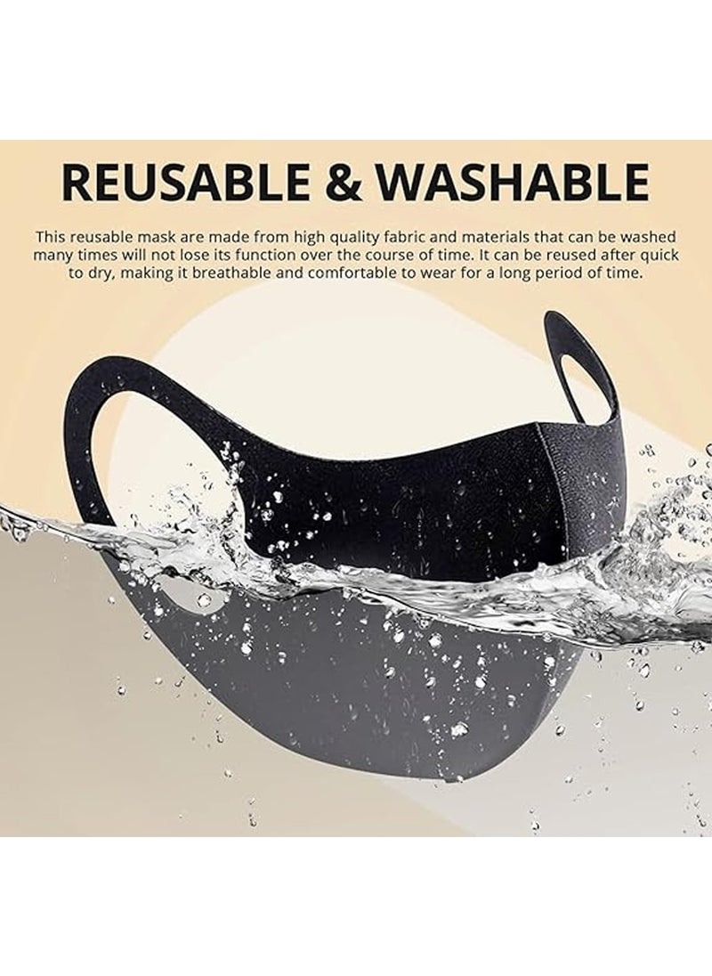 SYOSI - 6 PCS Light Weight Unisex Adult Fashion Face Covering,Organic Cotton Face Cover Washable and Reusable - Black Colors Travel Face Mask, Mouth Protection Cloth Masks with Nose Bridge Wire - Soft Fabric for Women Men Outdoor,Reusable, Dust Proof, Washable - Image 1