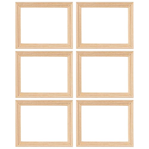 AUEAR 6 Pack Furniture Miniature Wooden Photo Picture Frames DIY for Props House Decor - Image 1