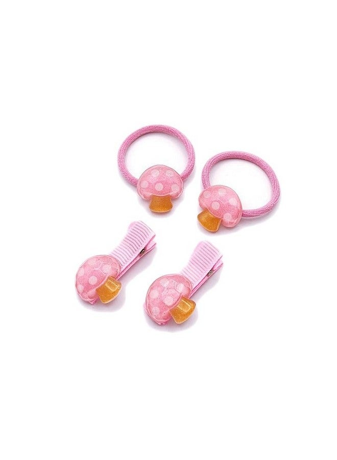 BBTDIN Baby Girls Mushroom Hair Clips Baby Mini Mushroom Hair Pin Kids Small Mushroom Tiny Hairclips BBW03 (4 Pcs-Pink) - Image 3