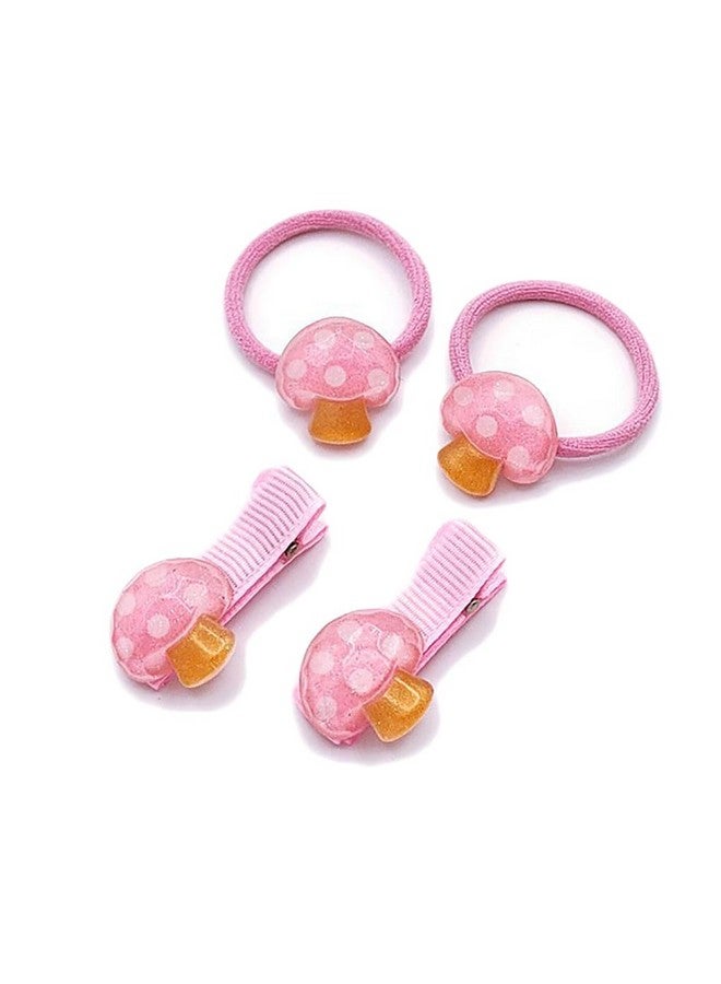BBTDIN Baby Girls Mushroom Hair Clips Baby Mini Mushroom Hair Pin Kids Small Mushroom Tiny Hairclips BBW03 (4 Pcs-Pink) - Image 1