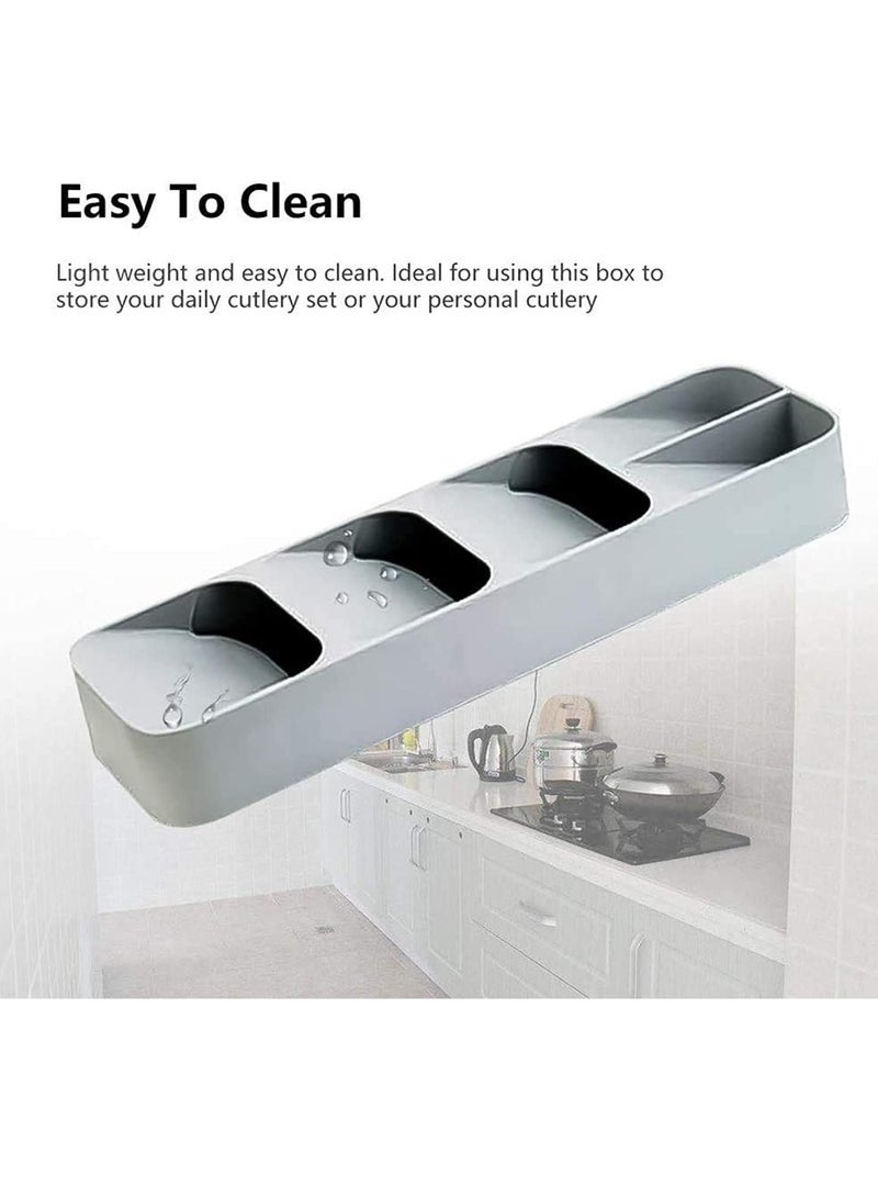 ECVV Plastic Drawer Cutlery Organizer Tray Kitchen Storage Holder Rack For Cutlery Silverware Compact Cutlery Tray Spoon Cutlery Box - Image 4