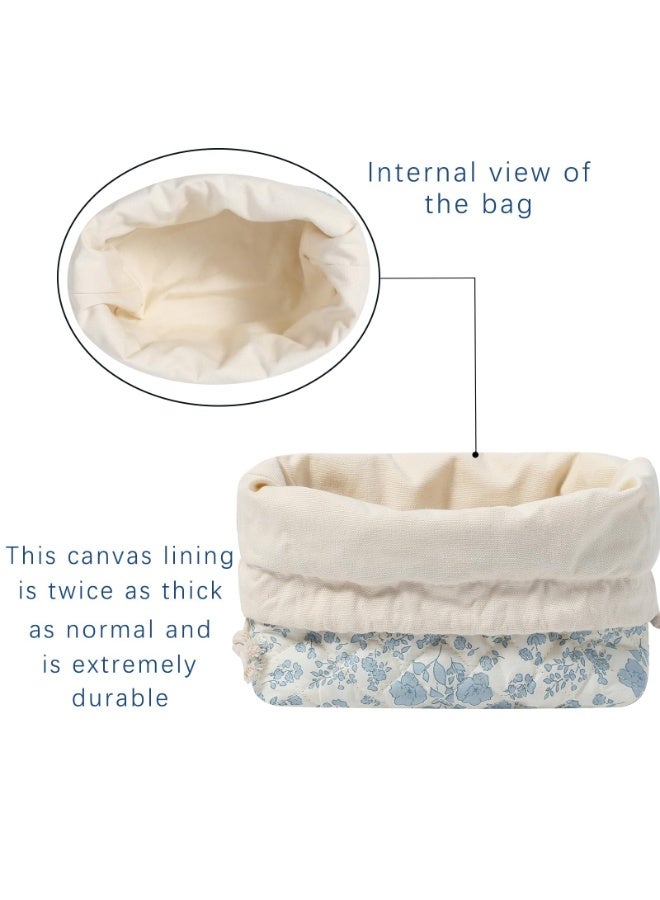 KOWVOWZ Cotton Quilted Drawstring Makeup Bag, Drawstring Quilted Makeup Bag, Aesthetic Cute Floral Cosmetic Bag set, Coquette Makeup Pouch Large Travel Toiletry Bag for Women Girls - Image 5