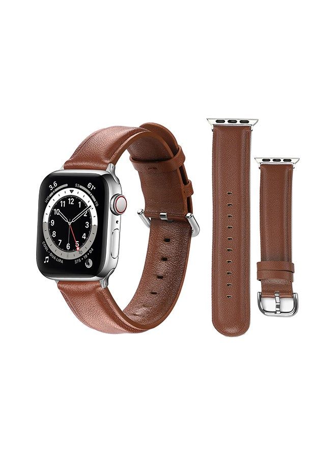 vesus Leather Replacement Band For Apple Watch Series 6/SE/5/4/3/2/1 Brown